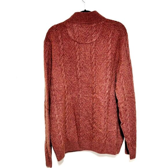 NWT Jos.A.Bank Reserve Cable Knit Half Zip Cinnamon Pullover Wool Sweater Sz XL - Picture 2 of 7